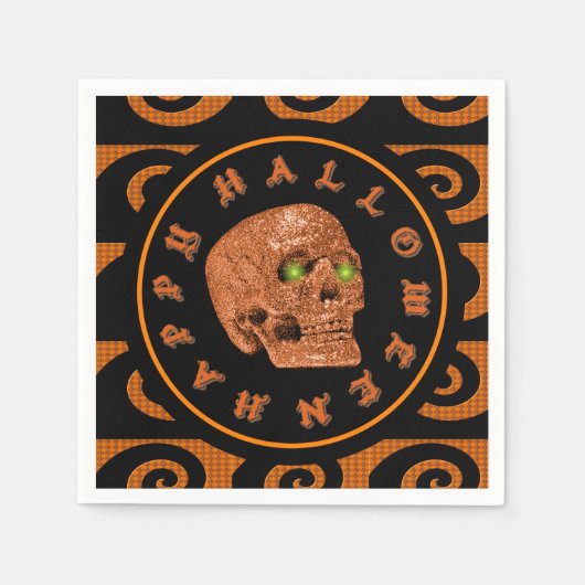 Happy Halloween Orange Skull Serviette (Vorderseite)