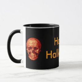 Happy Halloween Orange Skull Tasse