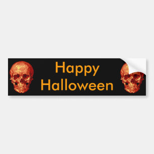 Happy Halloween Orange Skulls Autoaufkleber