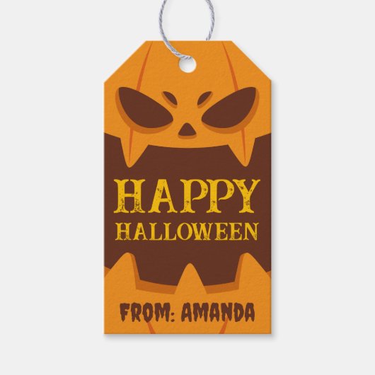 Happy Halloween Orange Spooky Pumpkin Retro Geschenkanhänger (Vorderseite)