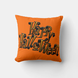 Happy Halloween- Orange Throw Kissen