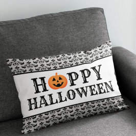 Happy Halloween Orange und Schwarze Typografie Lendenkissen