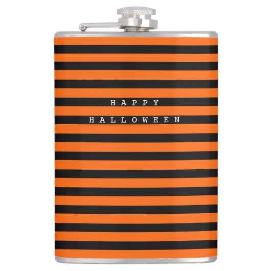 Happy Halloween Orange & White Flachmann (Vorderseite)