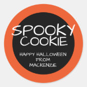 Happy Halloween Orange White Spooky Cookie Runder Aufkleber (Vorderseite)