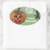 Happy Halloween Oval Aufkleber, Dichtscheibe, Etik Ovaler Aufkleber (Tasche)