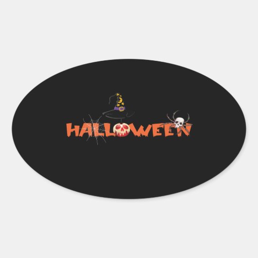 Happy Halloween Ovaler Aufkleber (Vorderseite)