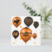 Happy Halloween Party Balloons Einladung (Stehend Vorderseite)