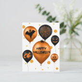 Happy Halloween Party Balloons Feiertagspostkarte (Stehend Vorderseite)