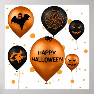 Happy Halloween Party Balloons Poster