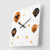 Happy Halloween Party Balloons Quadratische Wanduhr (Winkel)
