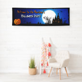 Happy Halloween Party Blue Moonlight Beängstigende Banner (Insitu)