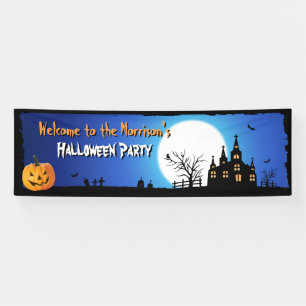 Happy Halloween Party Blue Moonlight Beängstigende Banner