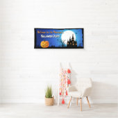 Happy Halloween Party Blue Moonlight Beängstigende Banner (Insitu)