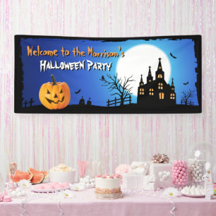Happy Halloween Party Blue Moonlight Beängstigende Banner