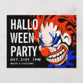 Happy Halloween | Party Einladung Beängstigend Clo Postkarte (Vorderseite)