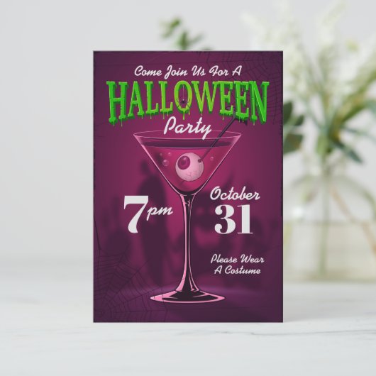 Happy Halloween | Party Einladung Martini Glass (Stehend Vorderseite)
