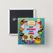 Happy Halloween Party gefüllt mit Trick oder Lecke Button (Vorne & Hinten)