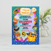 Happy Halloween Party gefüllt mit Trick oder Lecke Dankeskarte (Stehend Vorderseite)