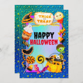 Happy Halloween Party gefüllt mit Trick oder Lecke Einladung (Vorne/Hinten)