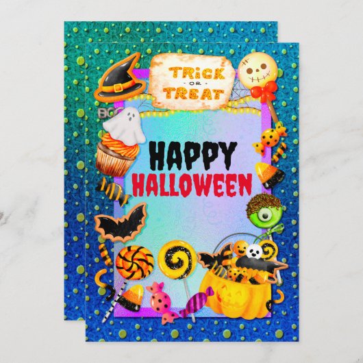 Happy Halloween Party gefüllt mit Trick oder Lecke Einladung (Vorne/Hinten)