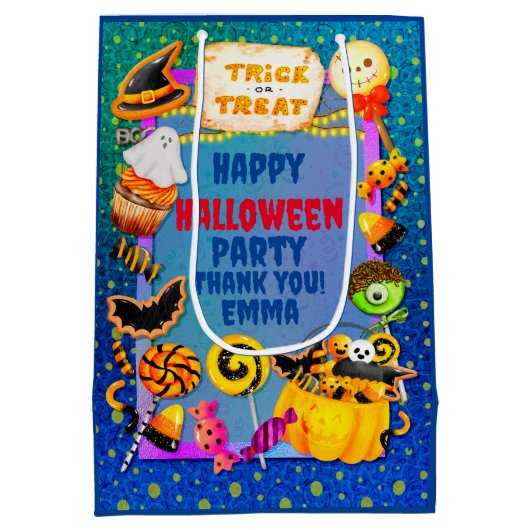 Happy Halloween Party gefüllt mit Trick oder Lecke Mittlere Geschenktüte (Rückseite)