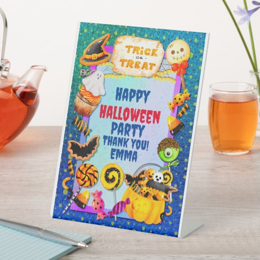Happy Halloween Party gefüllt mit Trick oder Lecke Sockelschild (In Situ)