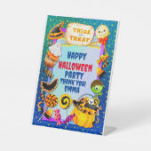 Happy Halloween Party gefüllt mit Trick oder Lecke Sockelschild (Vorderseite)