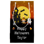 Happy Halloween Party Hexe Ghost Orange Kleine Geschenktüte (Vorderseite)