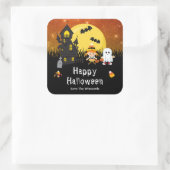 Happy Halloween Party Hexe Ghost Orange Quadratischer Aufkleber (Tasche)