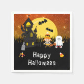 Happy Halloween Party Hexe Ghost Orange Serviette (Vorderseite)