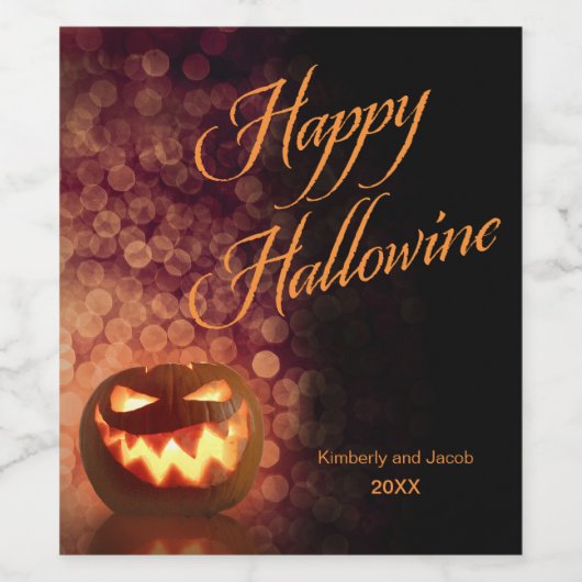 Happy Halloween Party Jack O'Lantern Hallowine Weinetikett (Einzelnes Label)
