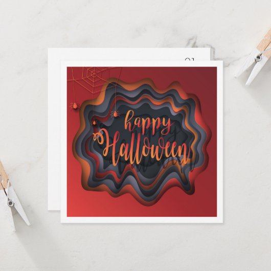 Happy Halloween Party "Leckerei oder Trick" Karte (Vorderseite/Rückseite Beispiel)