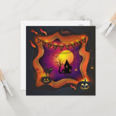 Happy Halloween Party "Leckerei oder Trick" Karte (Vorderseite/Rückseite Beispiel)