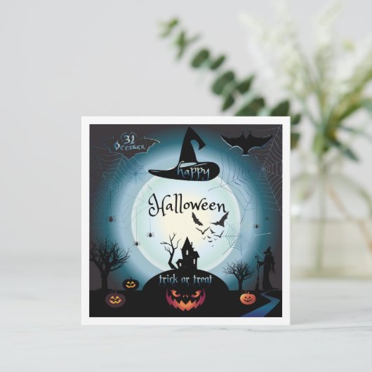 Happy Halloween Party "Leckerei oder Trick" Karte (Stehend Vorderseite)