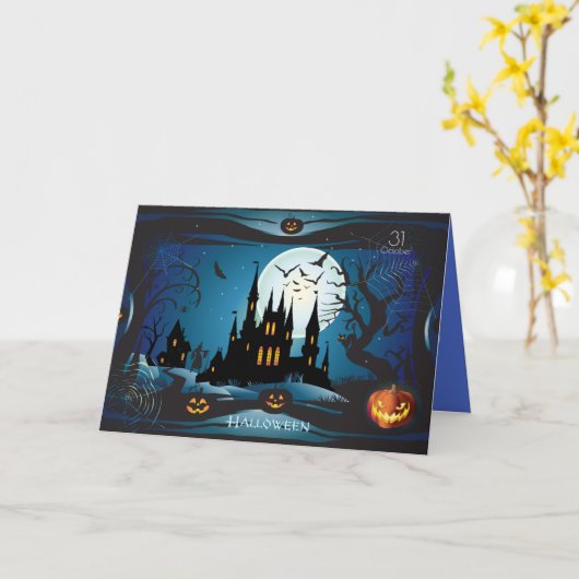 Happy Halloween Party "Leckerei oder Trick" Karte (Gelbe Blume)