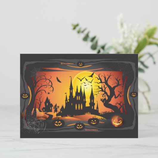 Happy Halloween Party "Leckerei oder Trick" Karte (Stehend Vorderseite)