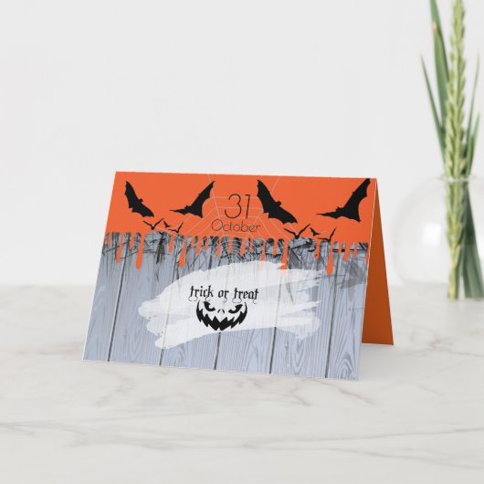 Happy Halloween Party "Leckerei oder Trick" Karte (Vorderseite)