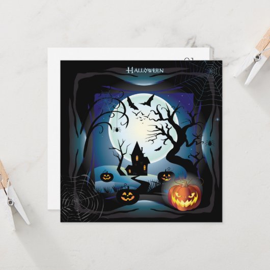 Happy Halloween Party "Leckerei oder Trick" Karte (Vorderseite/Rückseite Beispiel)