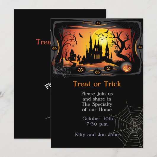 Happy Halloween Party "Leckerei oder Trick" Magisc Einladung (Vorne/Hinten)