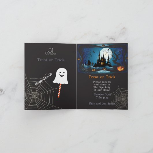 Happy Halloween Party "Leckerei oder Trick" Magisc Einladung (Innenseite)