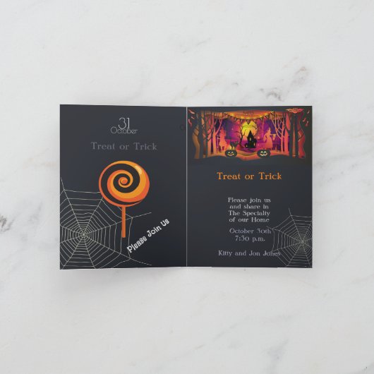 Happy Halloween Party "Leckerei oder Trick" Magisc Einladung (Innenseite)