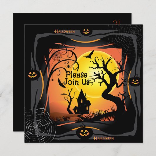 Happy Halloween Party "Leckerei oder Trick" Magisc Einladung (Vorne/Hinten)