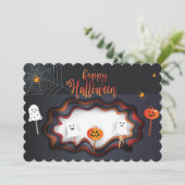 Happy Halloween Party "Leckerei oder Trick" Magisc Einladung (Stehend Vorderseite)