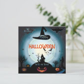 Happy Halloween Party "Leckerei oder Trick" Magisc Einladung (Stehend Vorderseite)