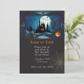 Happy Halloween Party "Leckerei oder Trick" Magisc Einladung (Stehend Vorderseite)