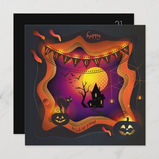 Happy Halloween Party "Leckerei oder Trick" Magisc Einladung (Vorne/Hinten)