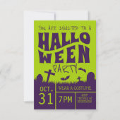 Happy Halloween | Party Lila Friedhof Einladung (Vorderseite)