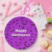 Happy Halloween Party Lila Pumpkin Lächeln Pappteller (Party)