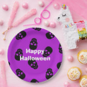 Happy Halloween Party Lila Skull Pappteller (Party)