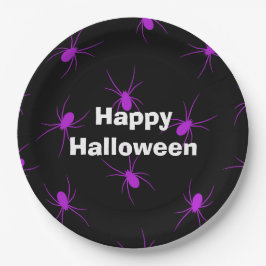 Happy Halloween Party Lila Spider Pappteller